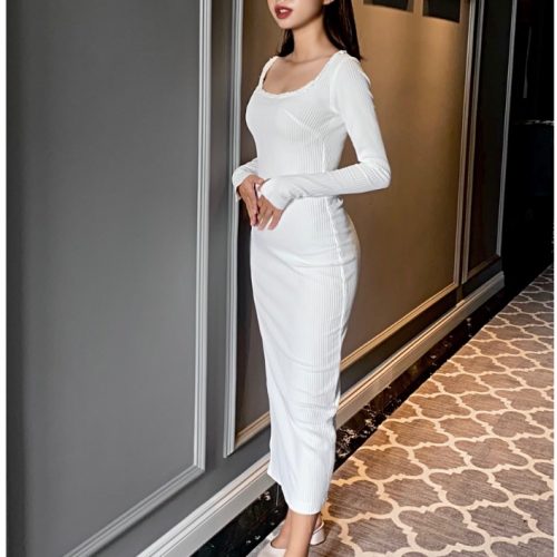 KAMELLIA - Jasmeen Dress - Váy ôm body tay dài cổ vuông Jasmeen chất co giãn cao cấp