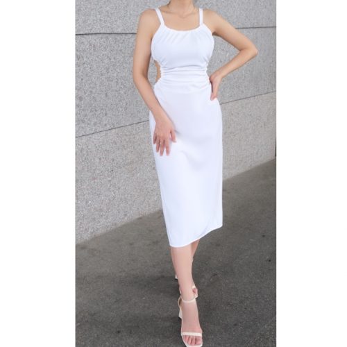KAMELLIA DRESS - Váy dây hở lưng cổ tròn Charlise co giãn cao cấp