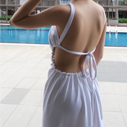KAMELLIA DRESS - Váy dây hở lưng cổ tròn Charlise co giãn cao cấp